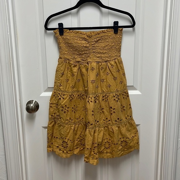 American Eagle Golden Strapless Boho‎ Mini Dress - Picture 1 of 5